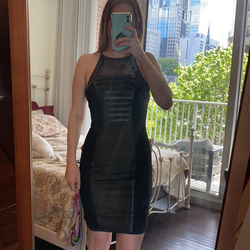Black formal dress with gold netting